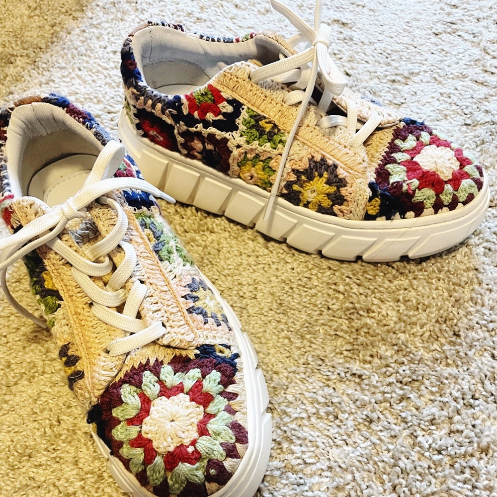 Free People Multicolor Crochet Sneakers